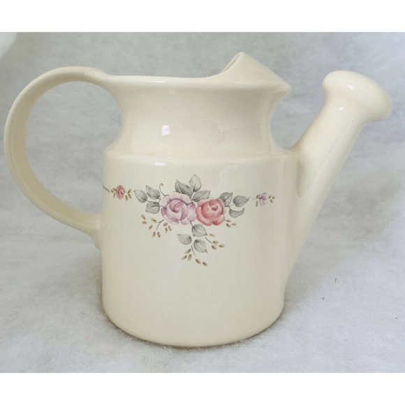 Vintage Pfaltzgraff Watering Can Trousseau Vase 6 1/2" Tall Floral Pink Roses - Picture 1 of 7